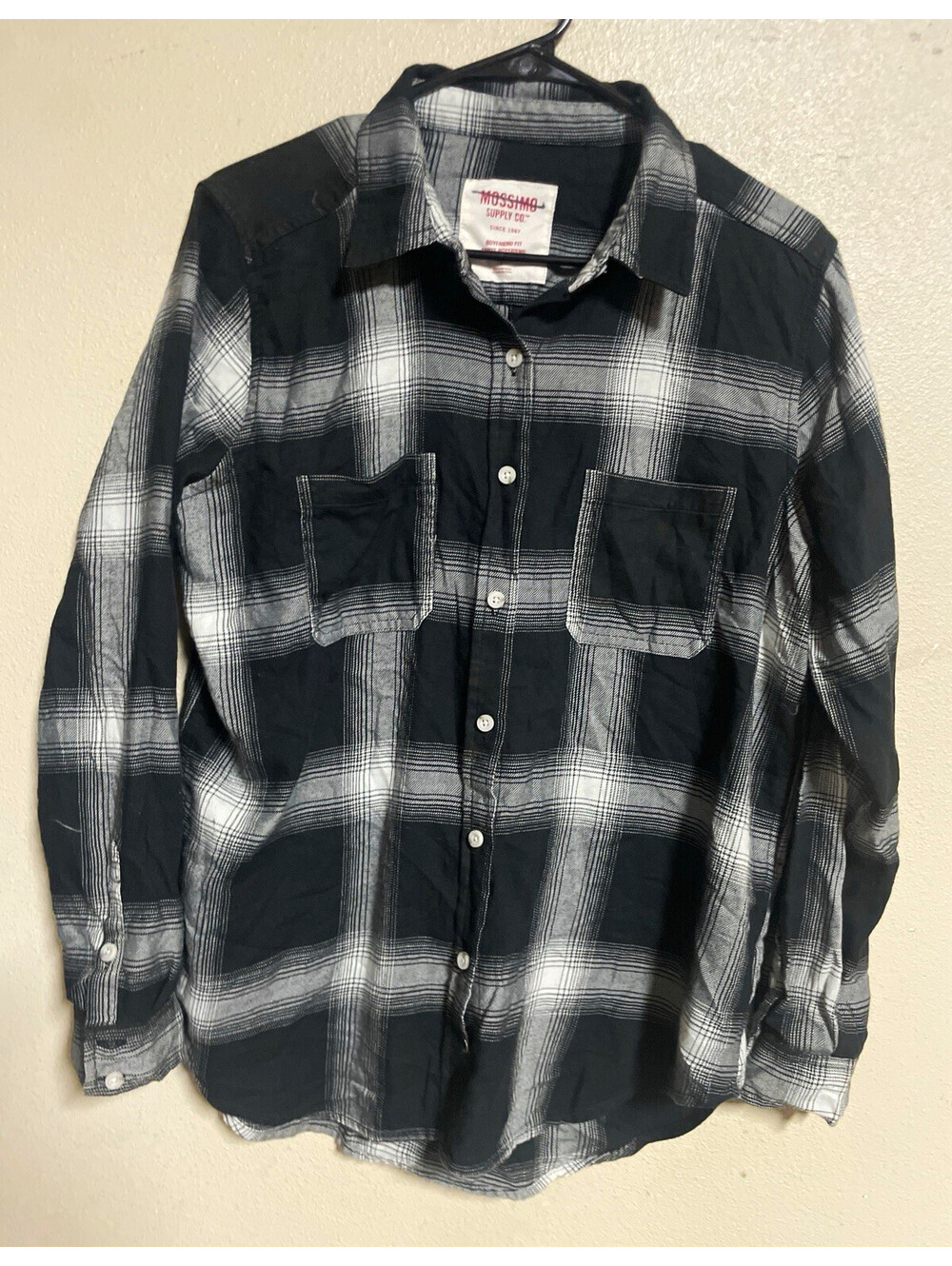 WomenLarge Mossimo Supply Co. Boyfriend Fit Plaid Flannel Button Shirt Pockets